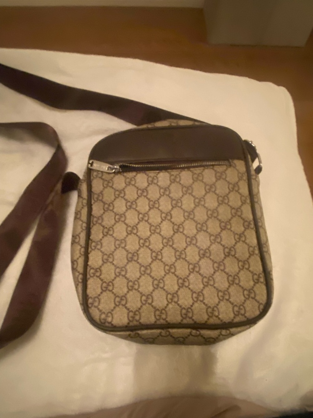 Designer Monogram Crossbody Messenger Bag in Brown
